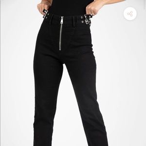 Kittenish buckle denim jeans